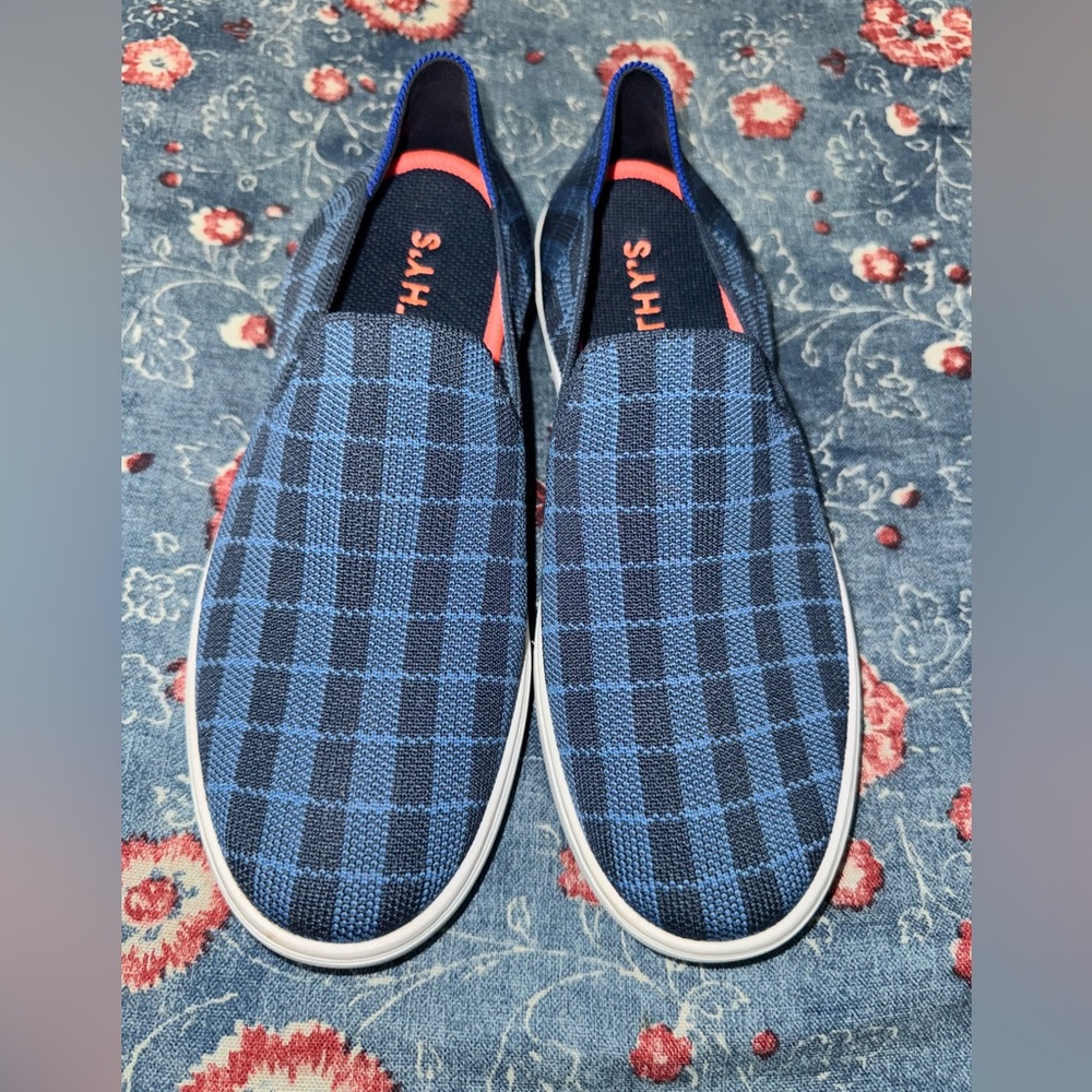 Rothy's Navy Checkered Sneakers Size 8.5